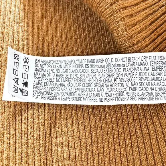 NWOT Forever 21 Keyhole Front Cut Out Sweater Ribbed Knit Camel Women's Size M - Picture 4 of 4